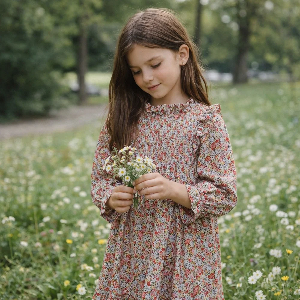 Doen Girls Floral Ruffle Hem Dress